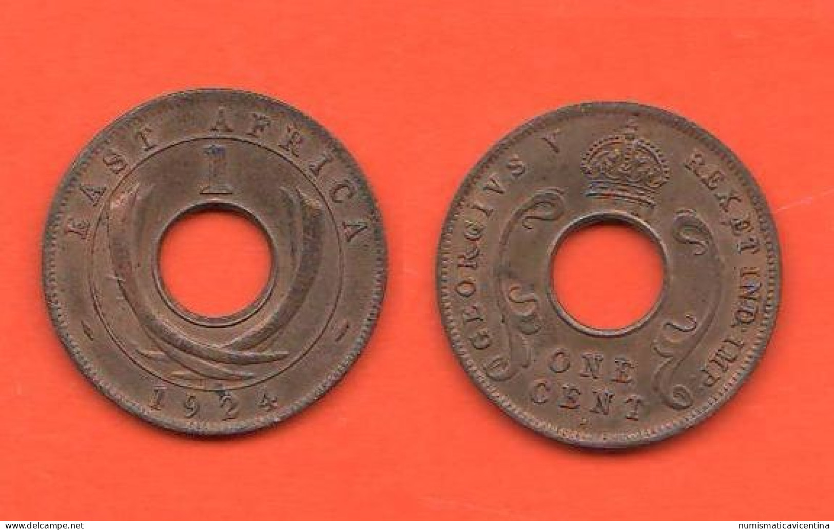 East Africa 1 Cents 1924 H Great Britain Protectorate Oriental Afrique Bronze Coin King Georgius V° - Kolonies