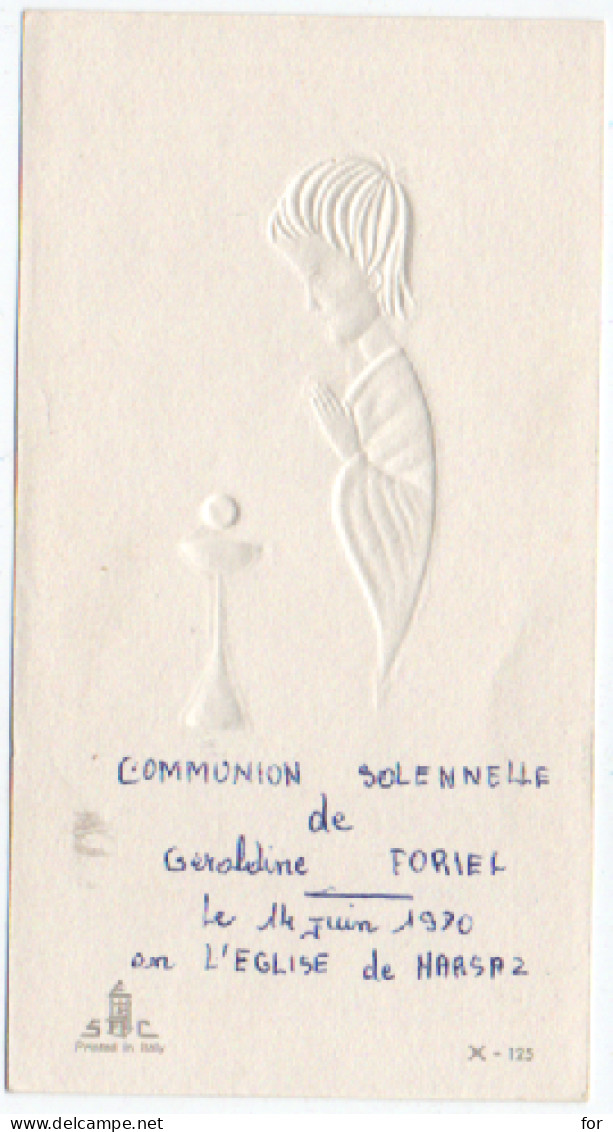 Faire-part : Communion Solennelle : Foriel Géraldine : Le 14 Juin 1970 En L'église De Marsaz Drôme : Gaufrée - Kommunion Und Konfirmazion