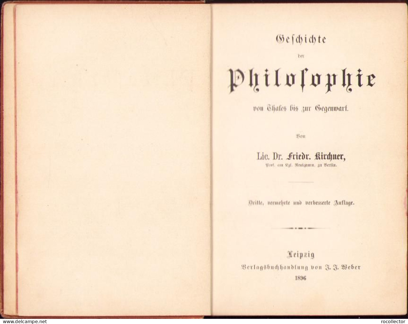 Geschichte Der Philosophie Von Friedrich Kirchner, 1896, Leipzig C2148 - Old Books