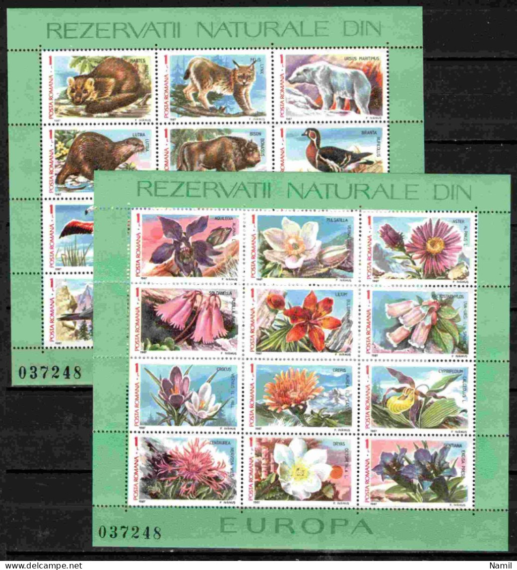 ** Roumanie 1987 Mi 4372-95 - Bl.235-6 (Yv BF 191-2), (MNH)** - Unused Stamps