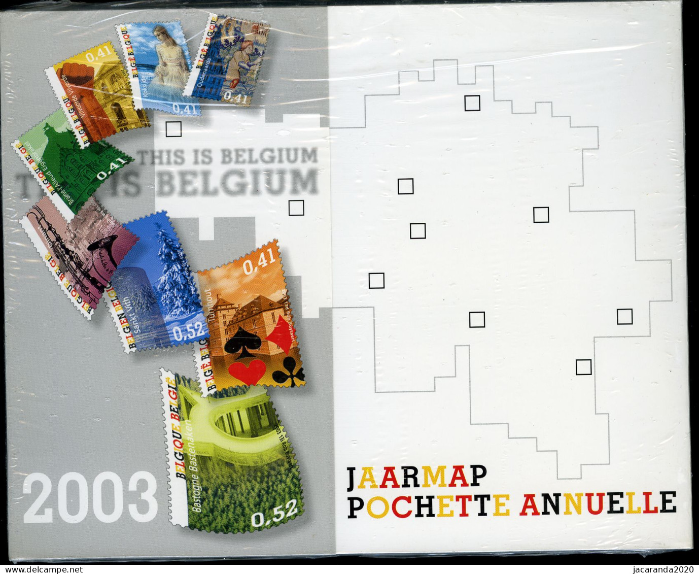 België 2003 - Jaarmap - Pochette Annuelle - Met Zwart-wit Velletje Van Europa - Originele Verpakking - Scellé - Sealed - Volledige Jaargang