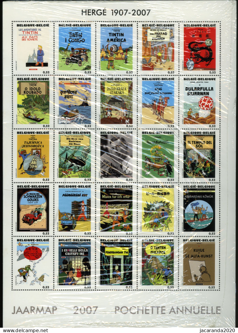 België 2007 - Jaarmap - Pochette Annuelle - Met Zwart-wit Velletje Van Europa - Kuifje - Tintin - BD - Scellé - Zeldzaam - Volledige Jaargang