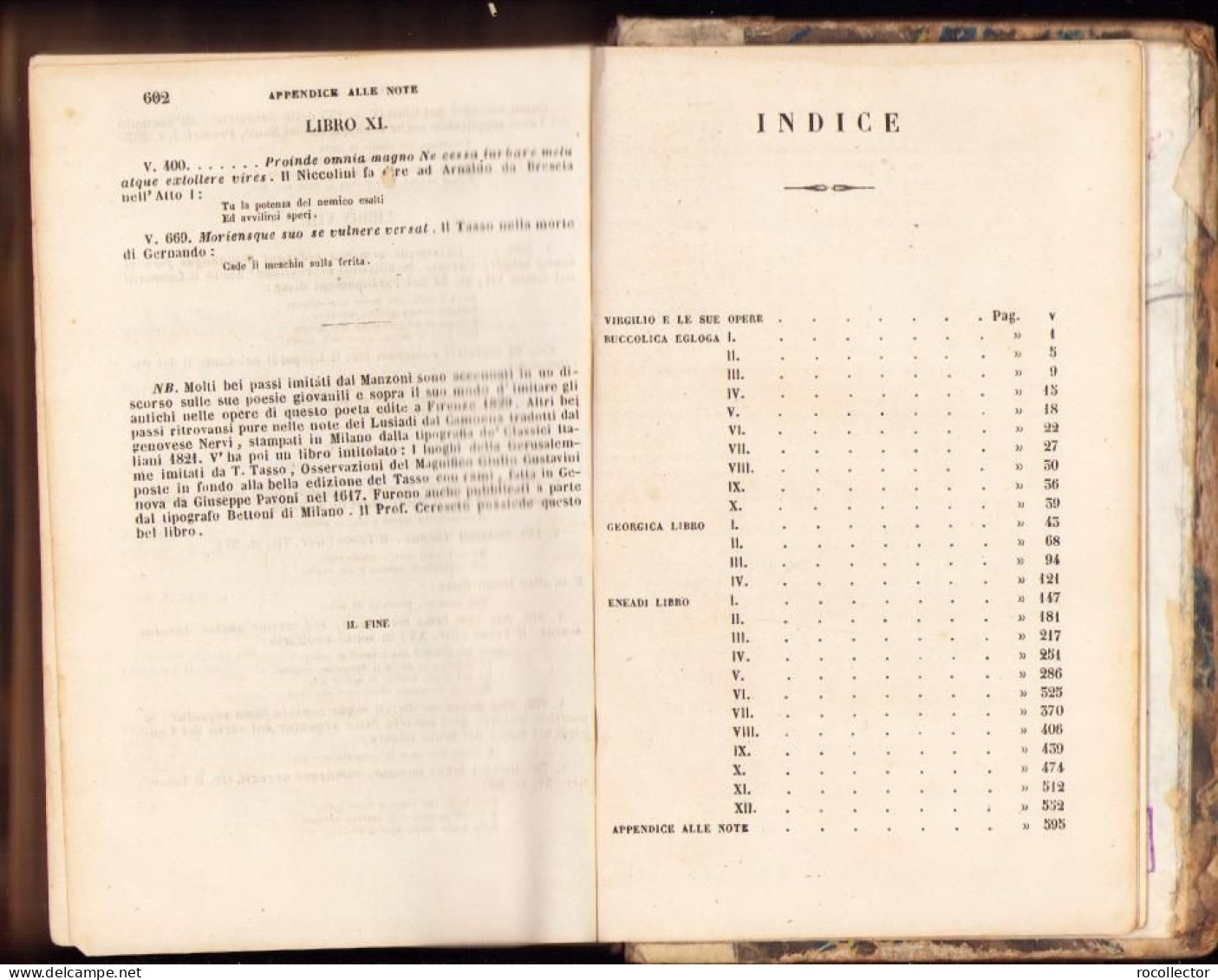 Opere di P Virgilio Marone con note italiane di Giuseppe Arcangeli, 1866, Prato C2127