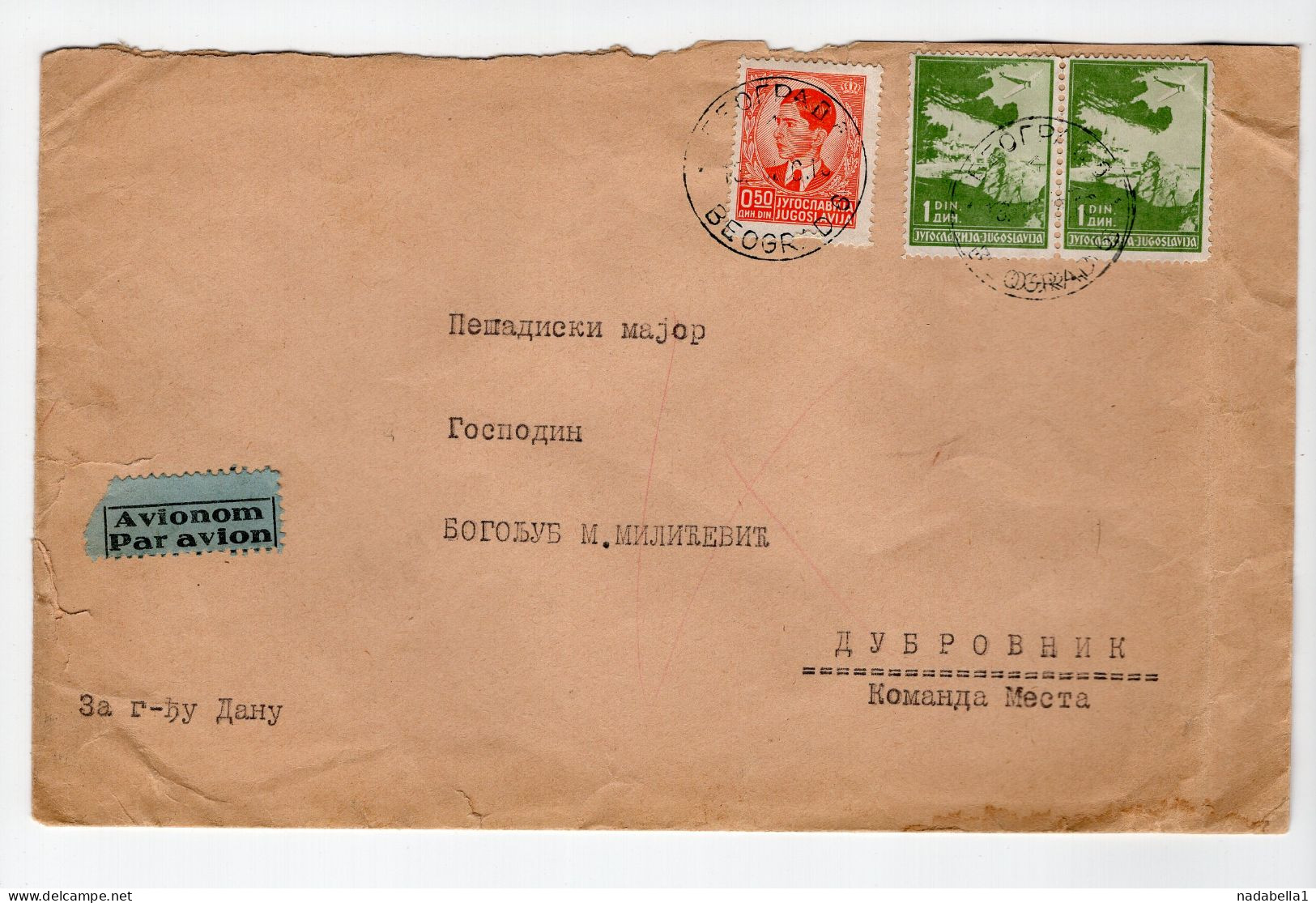 1936. KINGDOM OF YUGOSLAVIA,SERBIA,BELGRADE TO DUBROVNIK,AIRMAIL COVER - Posta Aerea