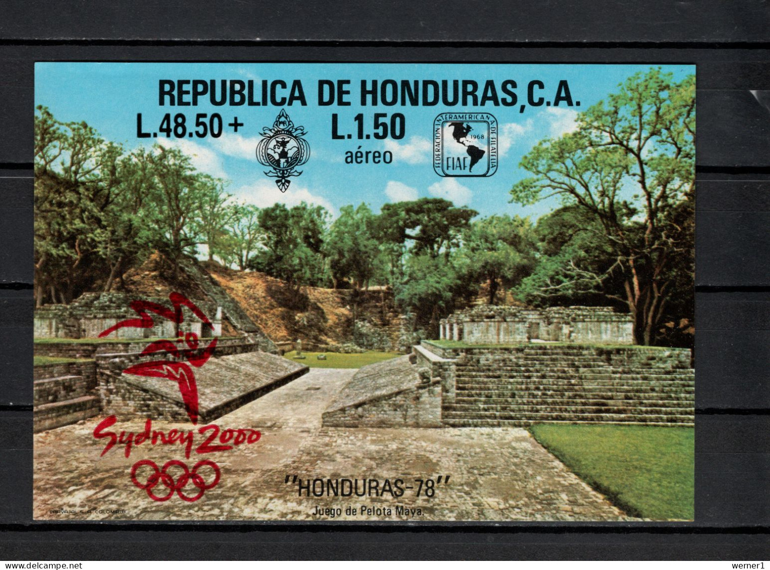 Honduras 2000 Olympic Games Sydney S/s With Red Overprint MNH - Verano 2000: Sydney