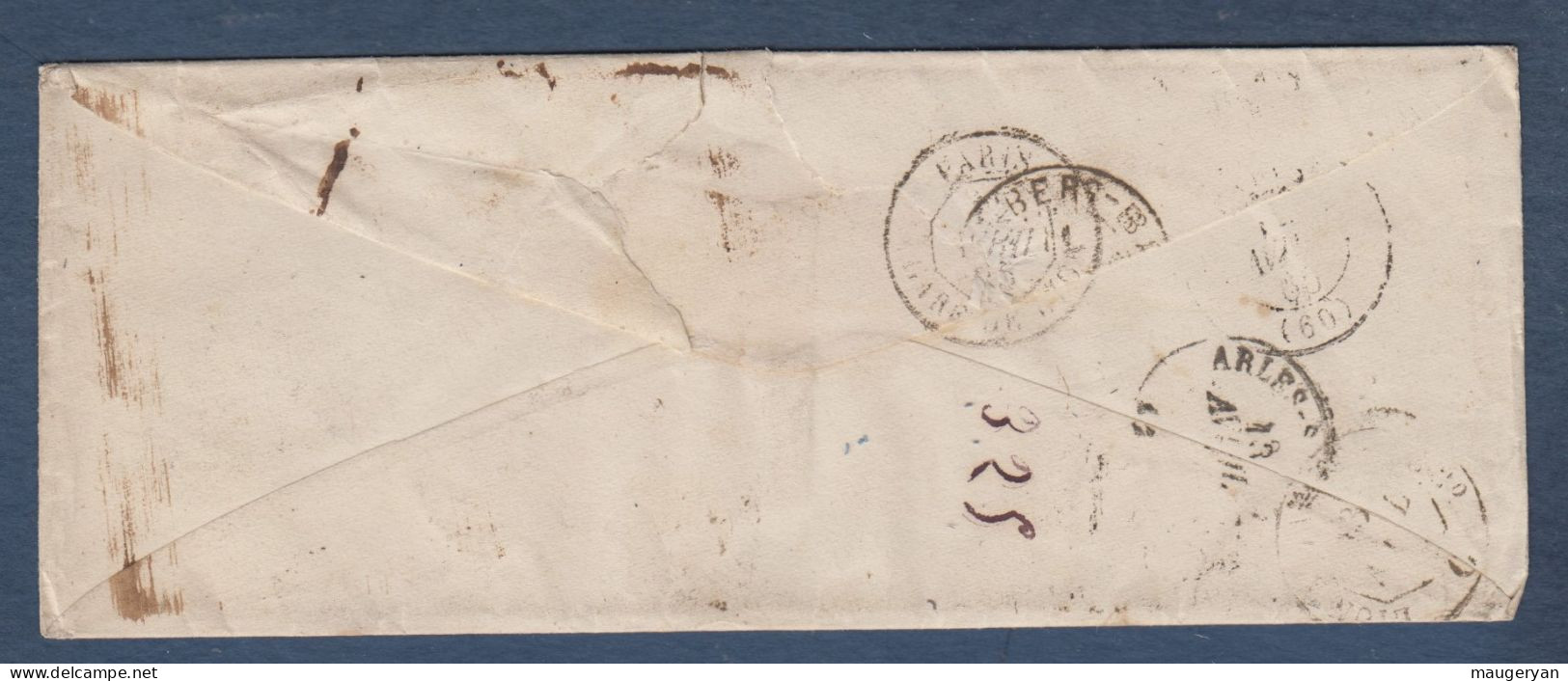 ETTLINGEN  Sur Enveloppe Pour La France   1865 - Briefe U. Dokumente