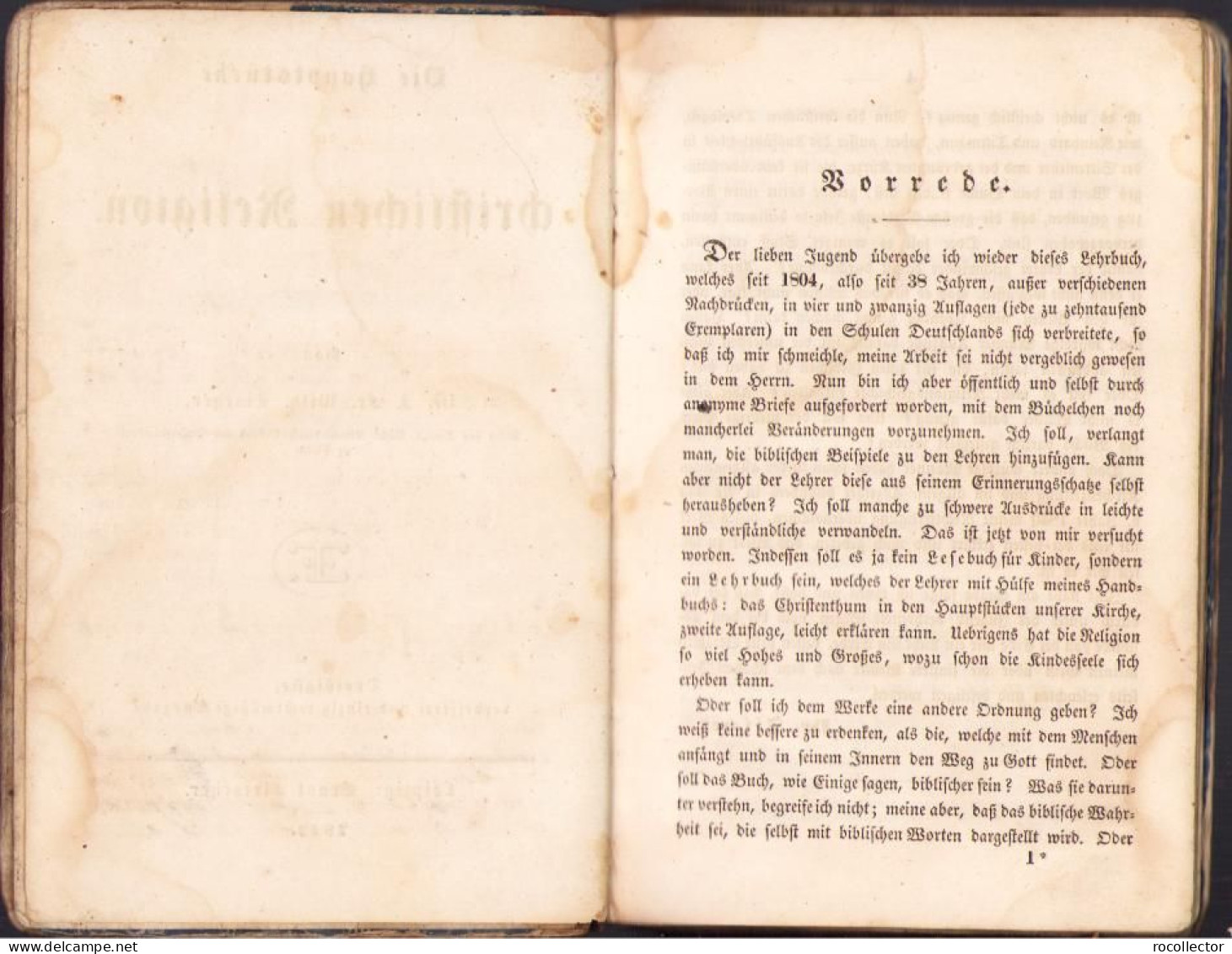 Die Hauptstucke Der Christlichen Religion Von Wilhelm Fischer, 1849, Leipzig C2003 - Livres Anciens