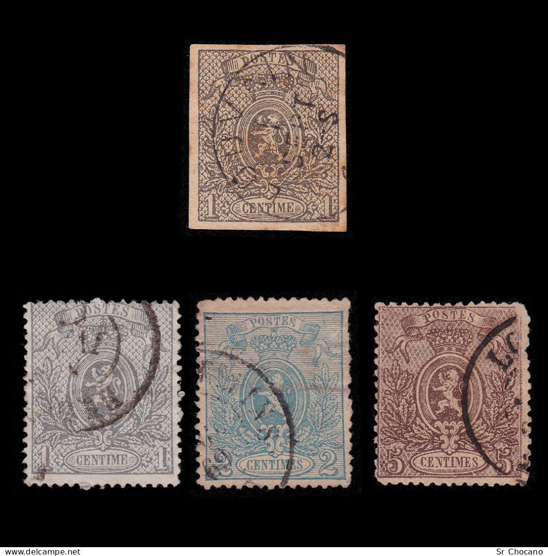 BELGIUM.1866-67.Coat Of Arms.YVERT 22-25.CANCEL. - 1866-1867 Blasón