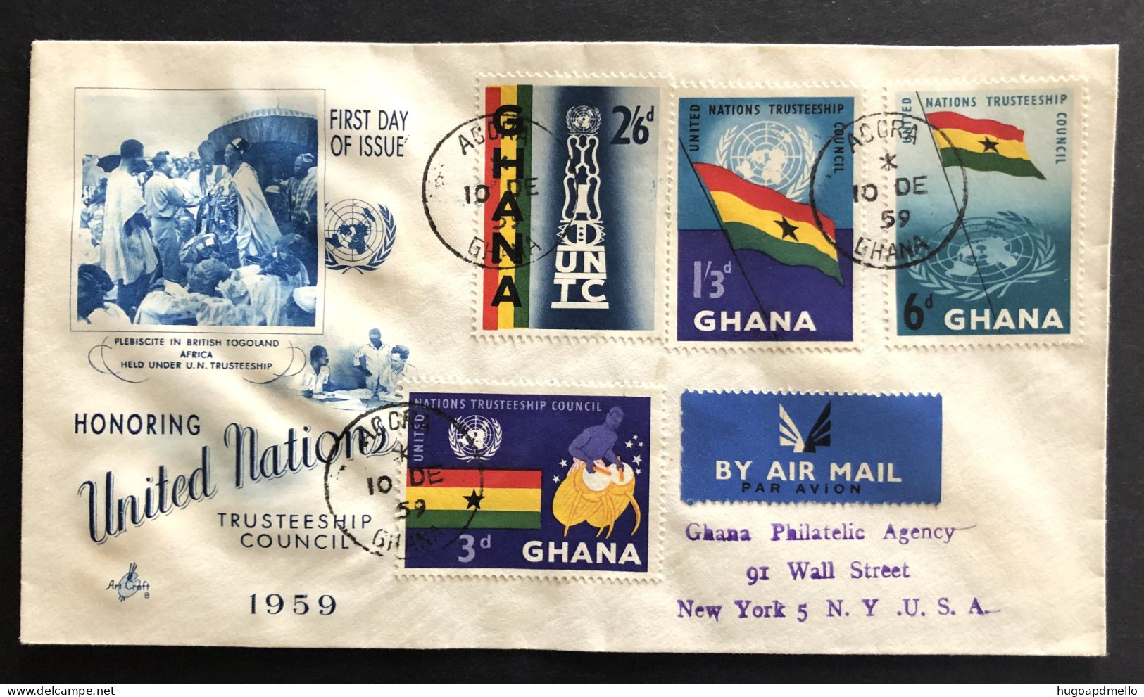 GHANA,  Circulated FDC, « United Nations Trusteeship Council », Flags, 1959 - Ghana (1957-...)