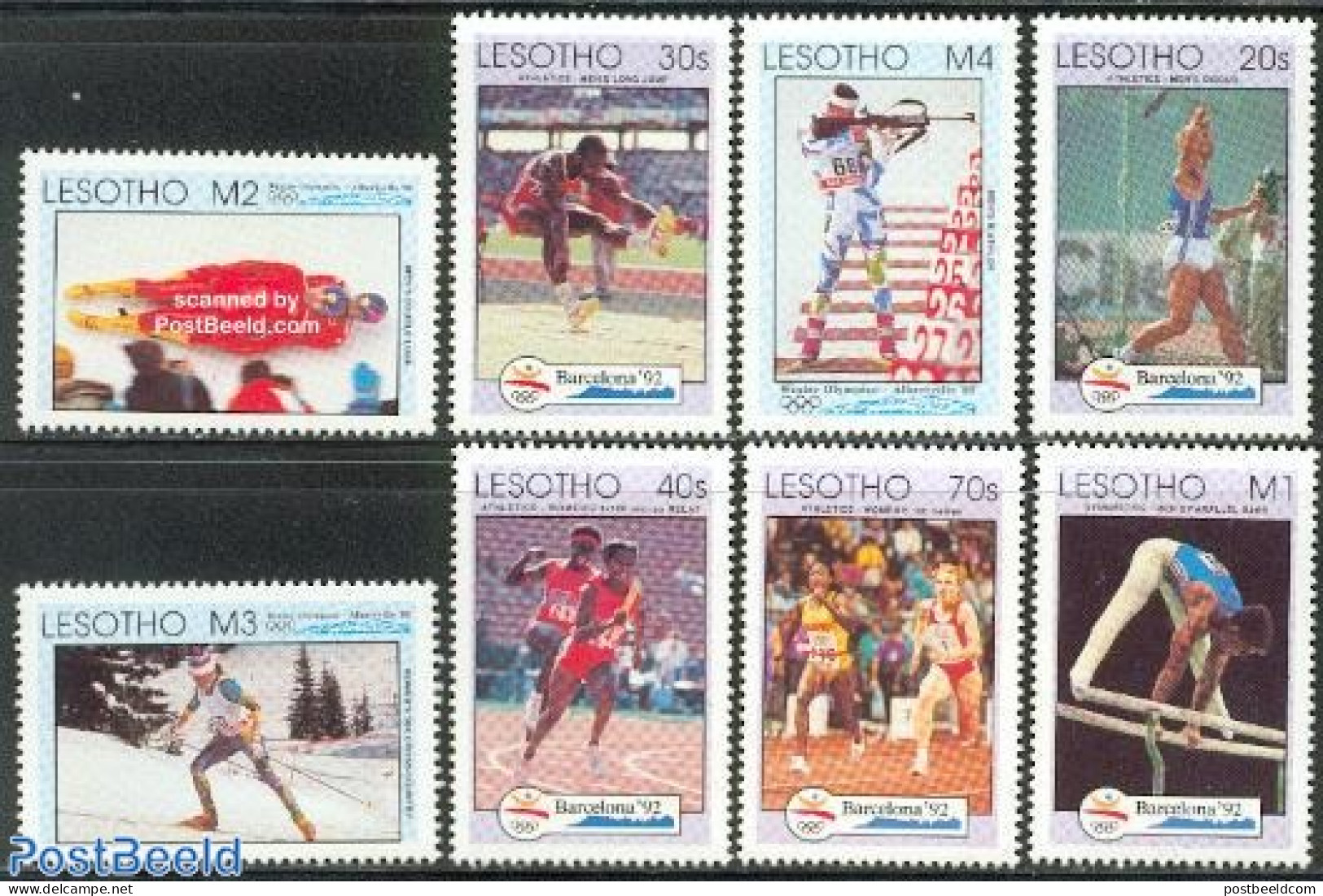 Lesotho 1992 Olympic Games 8v, Mint NH, Sport - Athletics - Olympic Games - Olympic Winter Games - Skiing - Leichtathletik