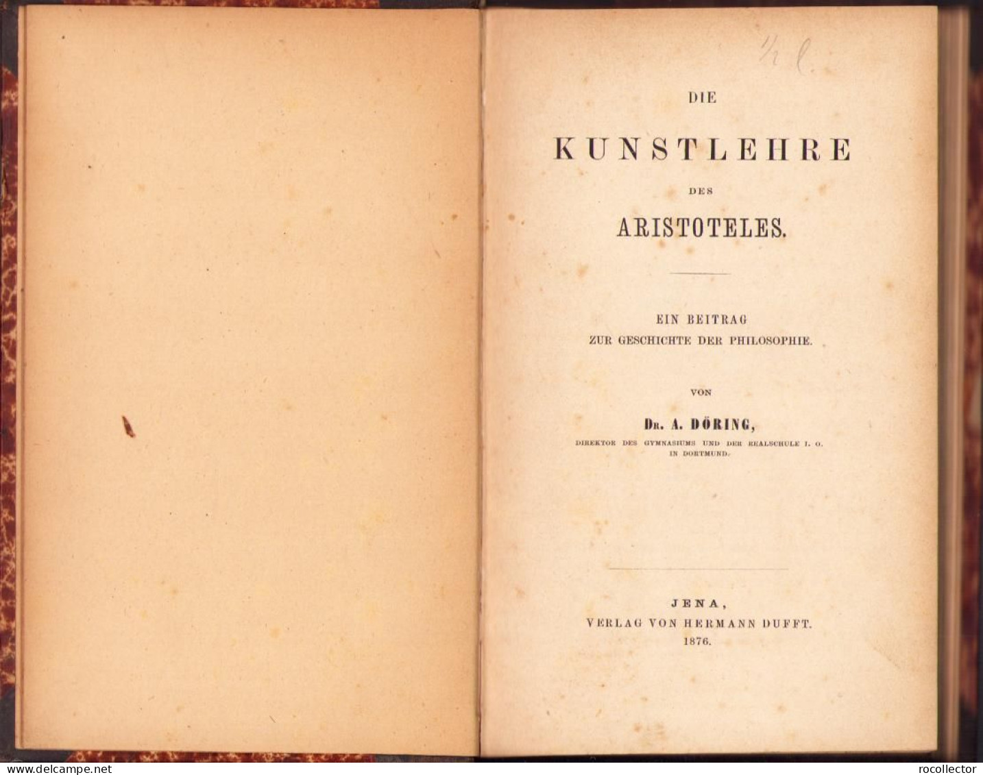 Die Kunstlehre Des Aristoteles Von A. Döring, 1876 C1920 - Old Books