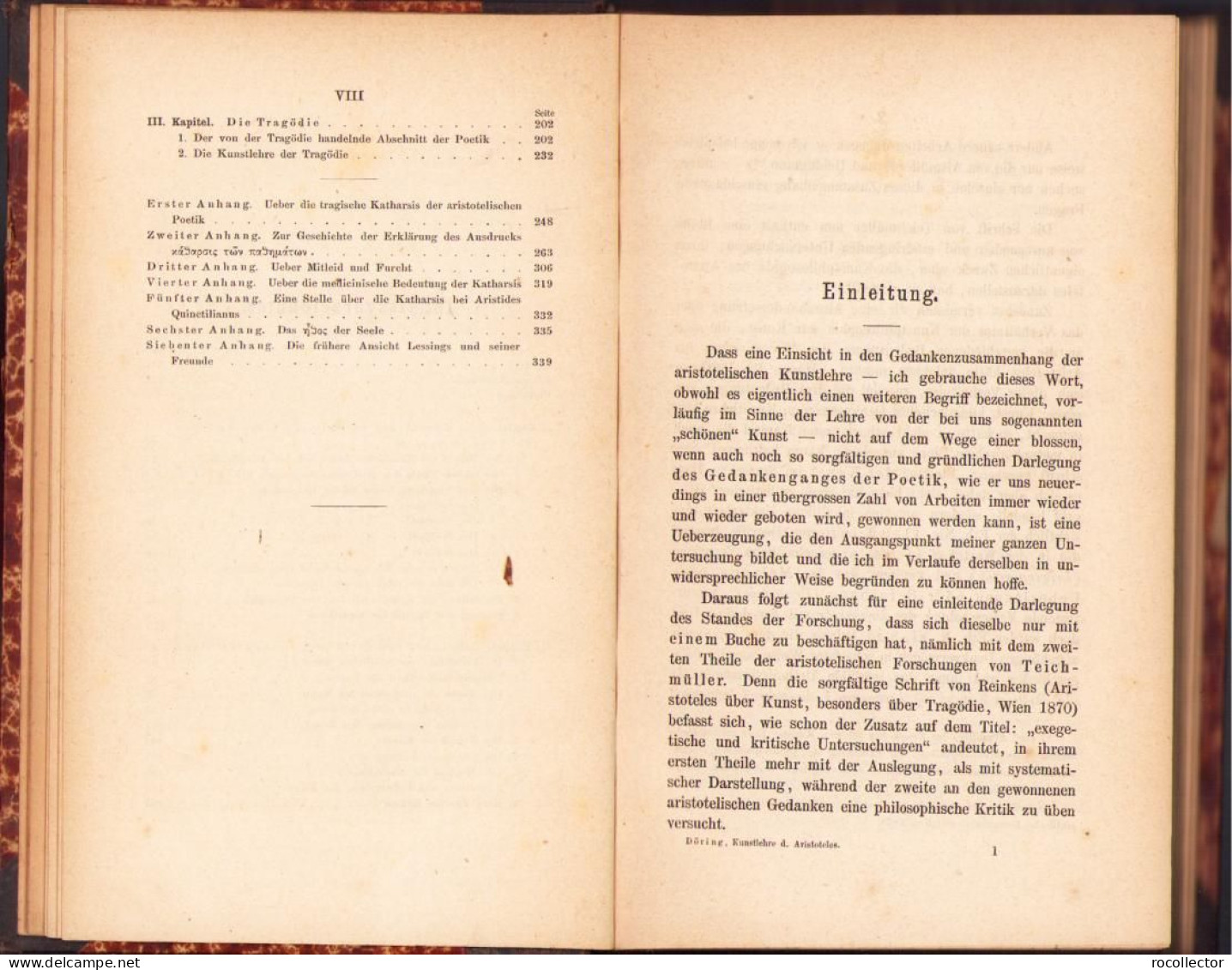 Die Kunstlehre Des Aristoteles Von A. Döring, 1876 C1920 - Livres Anciens