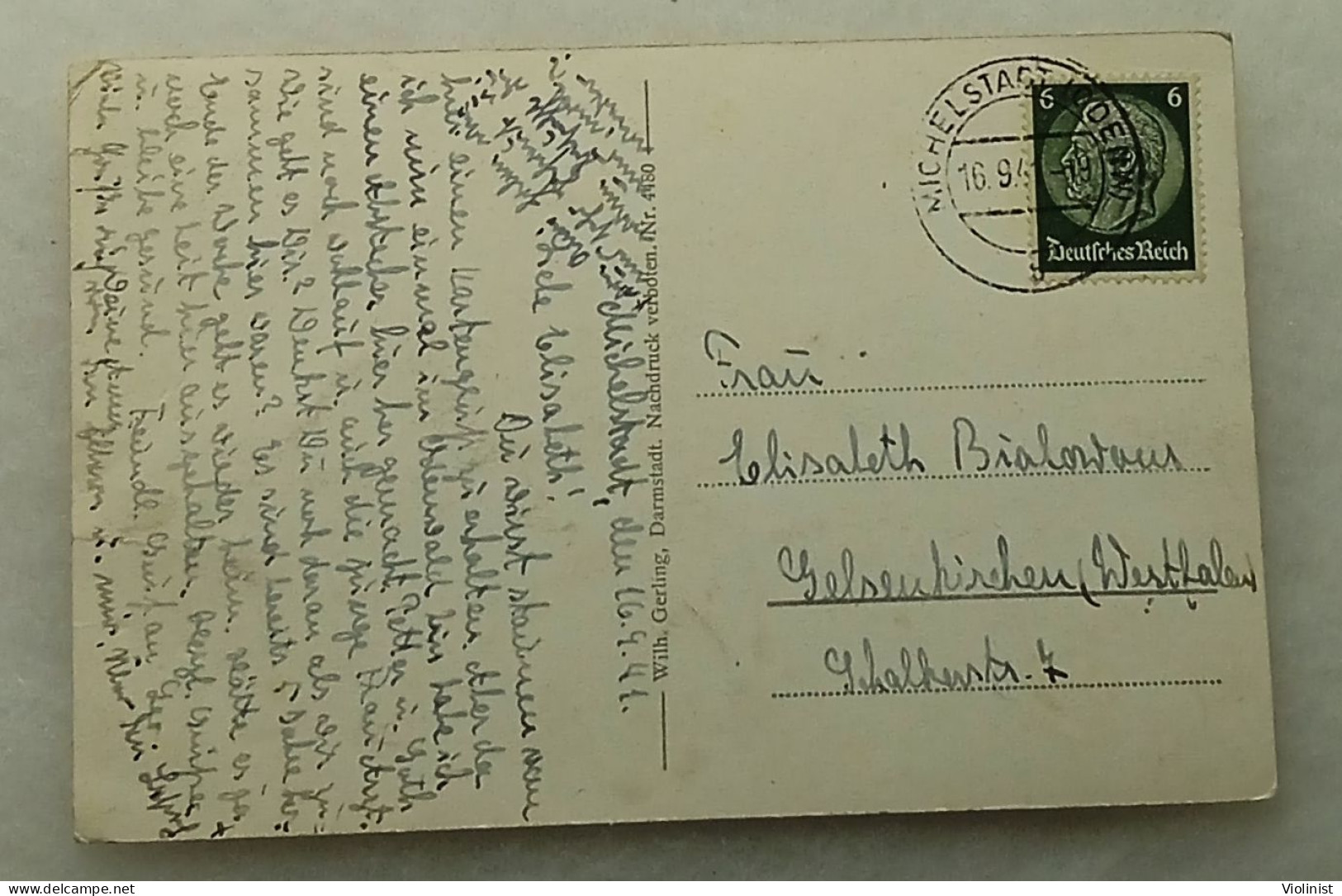 Germany-Luftkurort Michelstadt i.Odenw.-Marktplatz mit Rathaus-postcard sent in 1941.