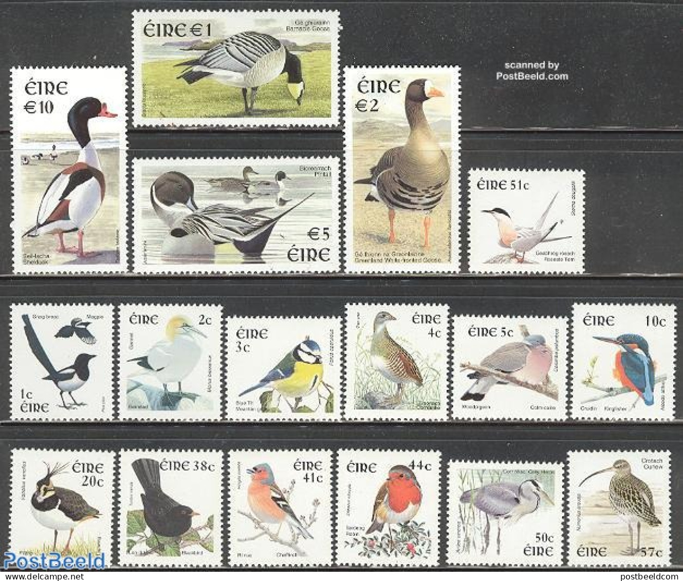 Ireland 2002 Definitives, Birds 17v, Mint NH, Nature - Birds - Ducks - Kingfishers - Nuevos