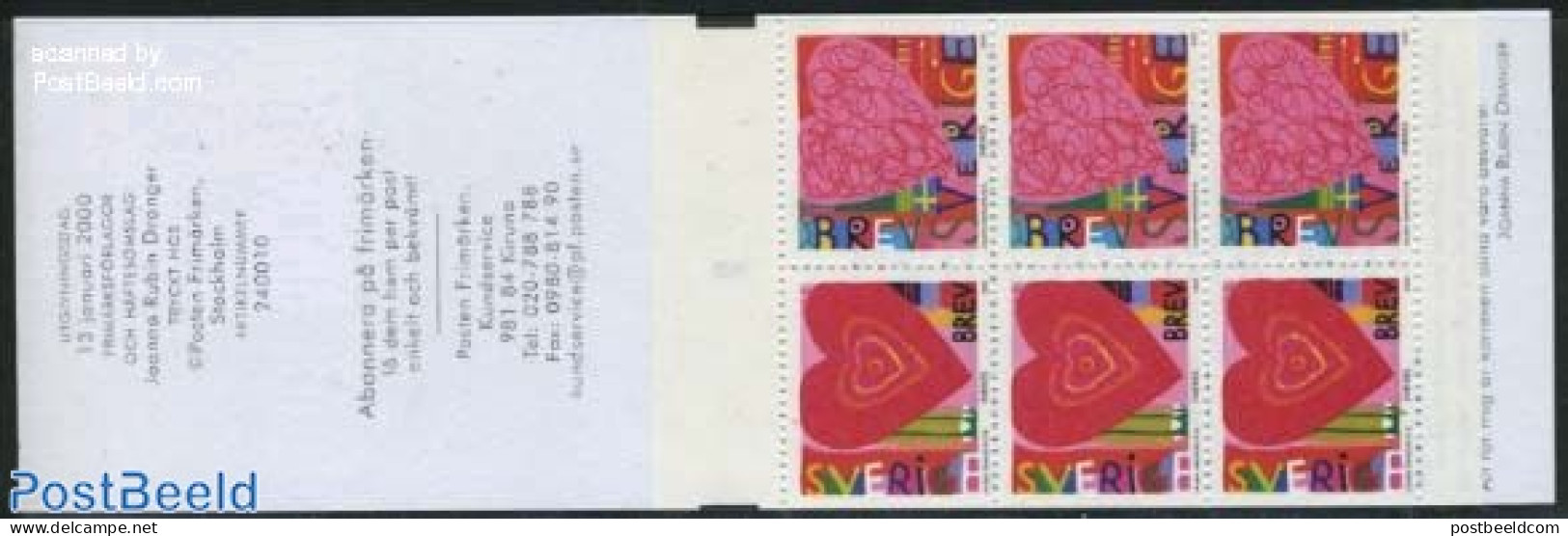 Sweden 2000 Valentine Booklet, Mint NH, Various - Stamp Booklets - Greetings & Wishing Stamps - St. Valentine's Day - Neufs