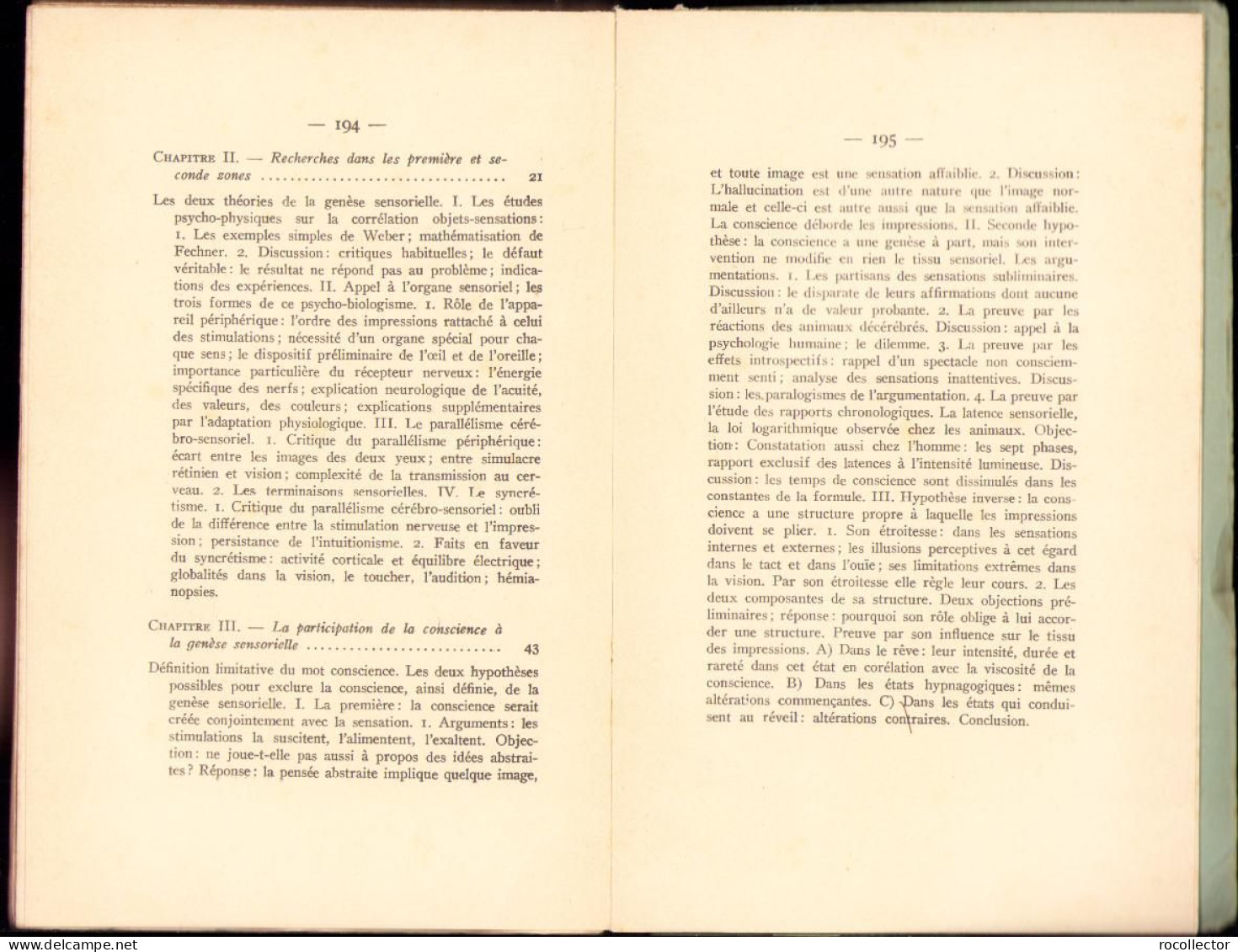 La Sensation. Etude De Sa Genese Et De Son Role Dans La Connaissance Par Pierre Salzi, 1934 C1912 - Livres Anciens