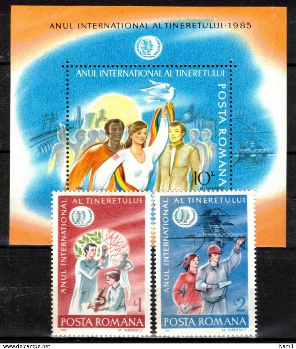 ** Roumanie 1985 Mi 4130-1+Bl.214 (Yv 3561-2+BF 173), (MNH)** - Ungebraucht