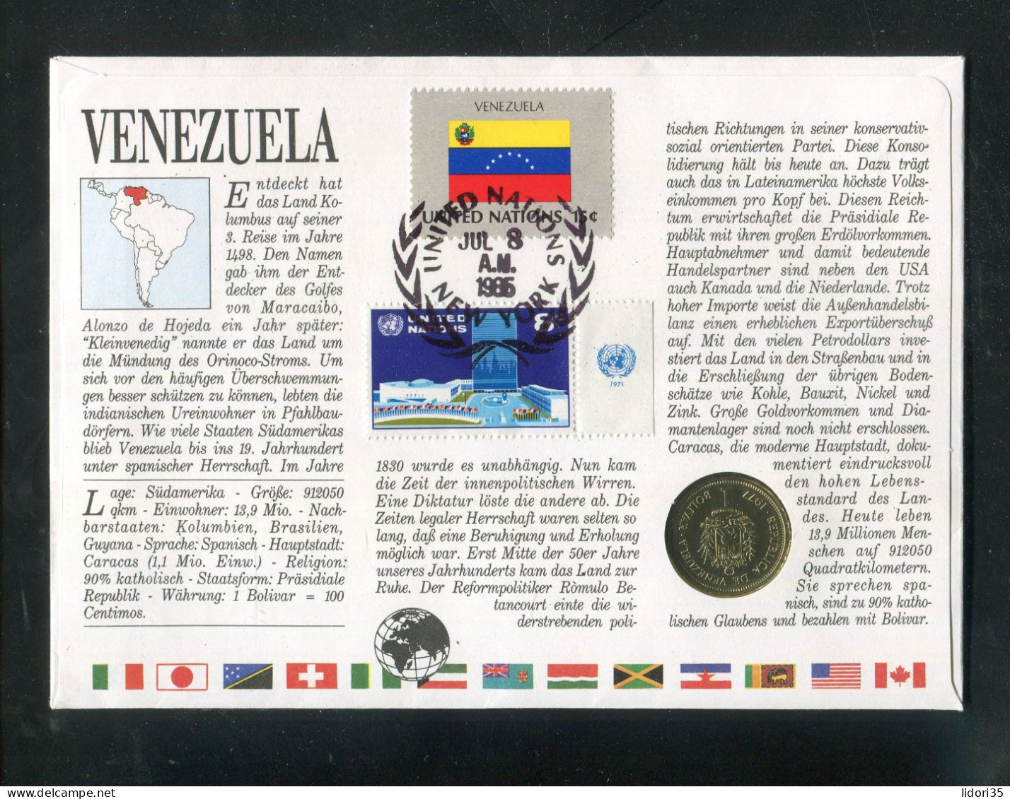 "VENEZUELA" 1985, Numis-Brief (L0163) - Venezuela