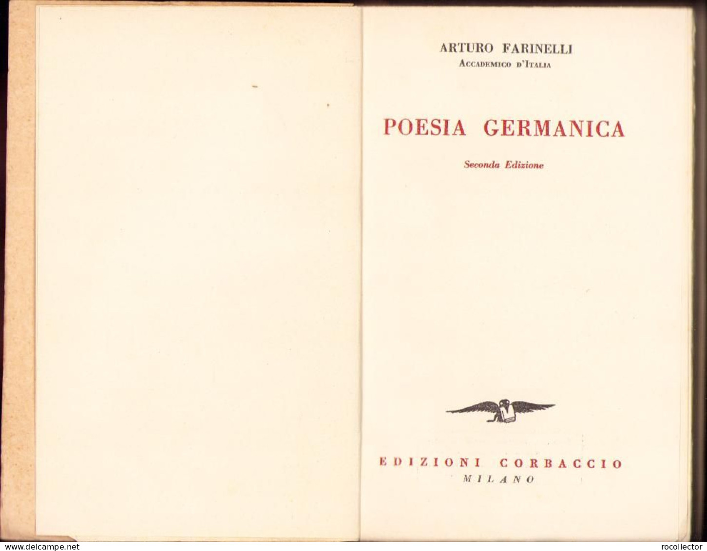 Poesia Germanica Di Arturo Farinelli, 1938 C1902 - Libri Vecchi E Da Collezione