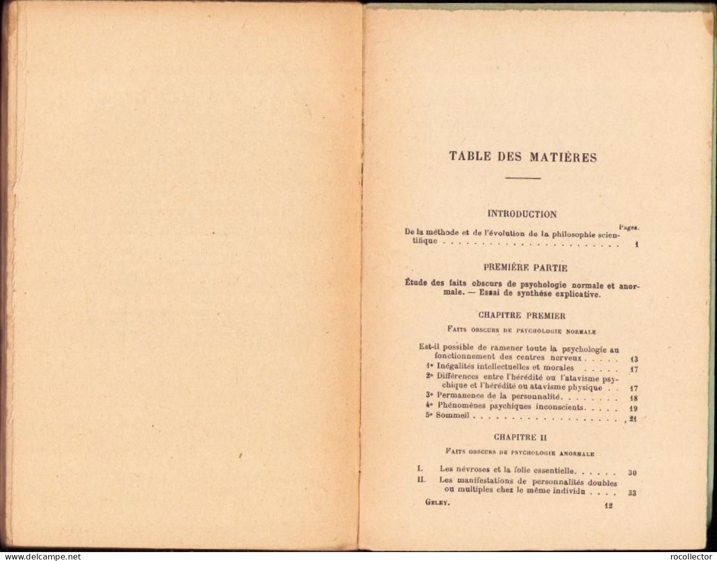 L’etre Subconscient Par Gustave Geley, 1923 C1901 - Oude Boeken