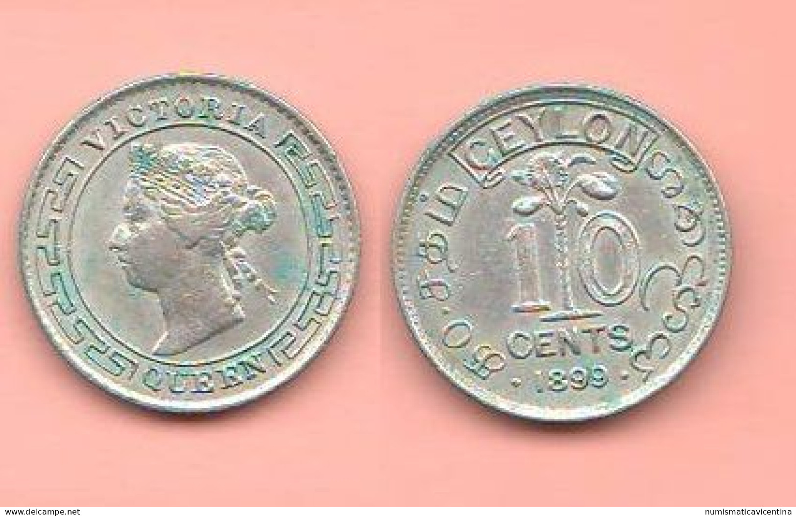 Ceylon One 10 Cent 1899 Great Britain Protectorate Shri Lanka Silver Coin Queen Victoria - Colonie