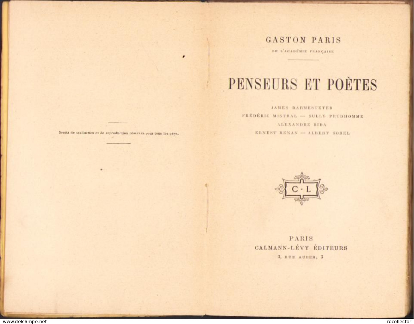 Penseurs Et Poetes Par Gaston Paris C1886 - Libros Antiguos Y De Colección