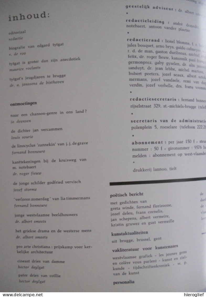 Edgard Tytgat - Themanummer 49 Tijdschrift WEST-VLAANDEREN 1960 Brussel Sint-lambrechts-woluwe Expressionisme Grafiek - Geschiedenis