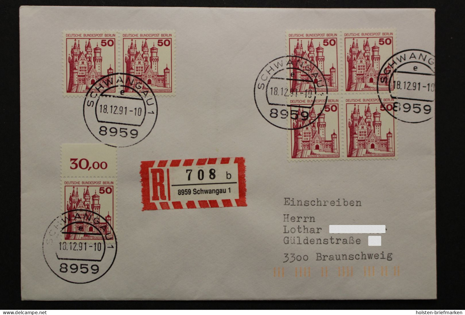 Berlin, MiNr. 536 A, Waag. Paar + Viererblock + Einzelmarke Auf R-Brief - Storia Postale