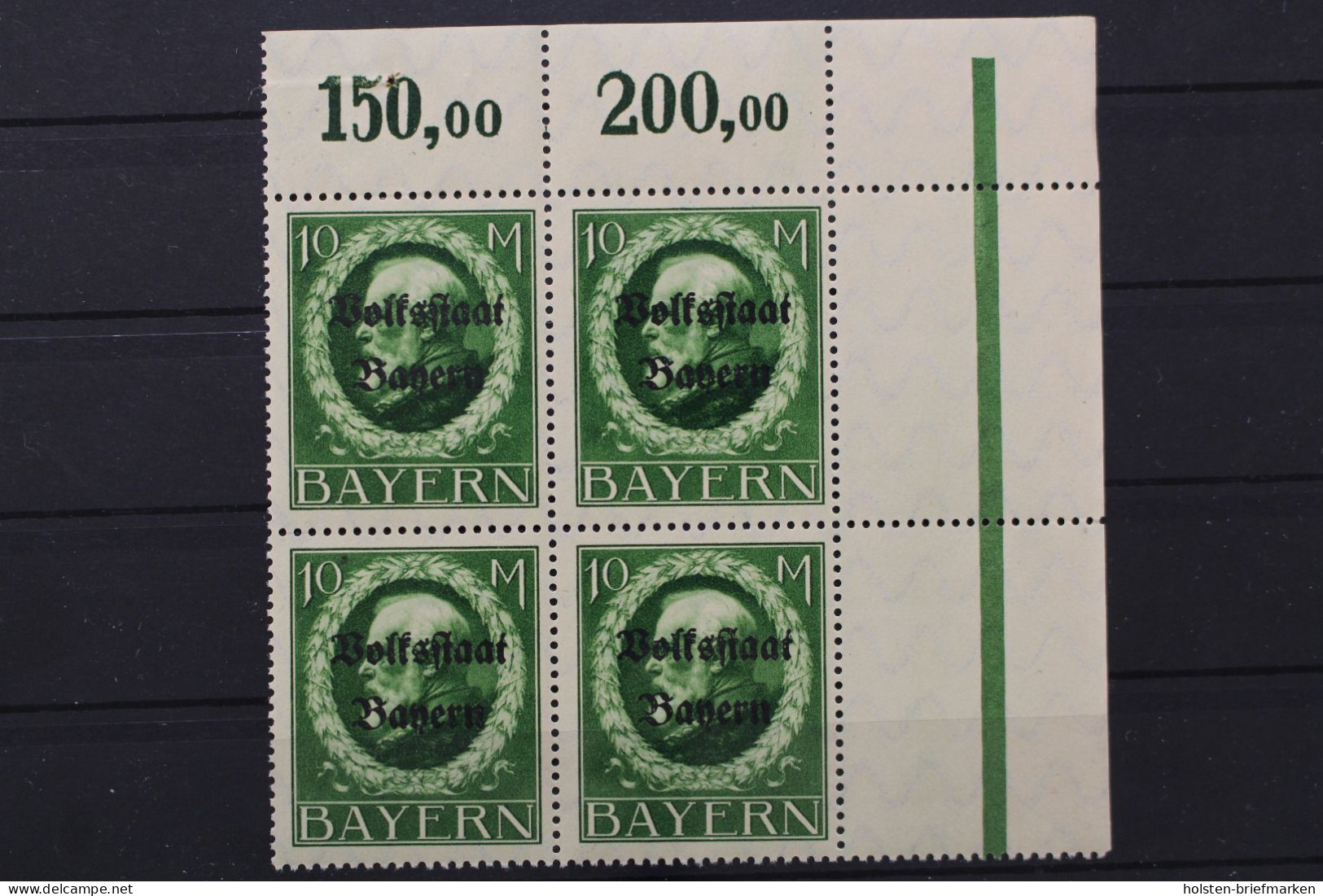 Bayern, MiNr. 132 II A, Viererblock, Ecke Re. Oben, Postfrisch - Brême