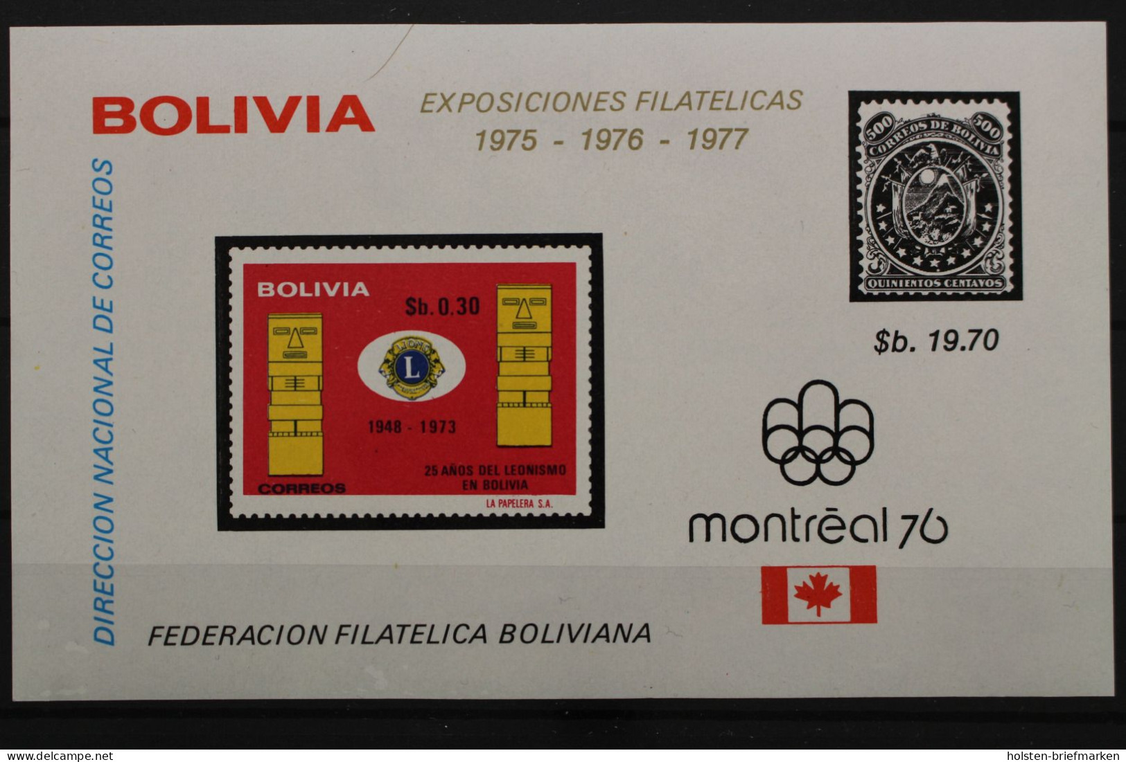 Bolivien, MiNr. Block 52, Postfrisch - Bolivia