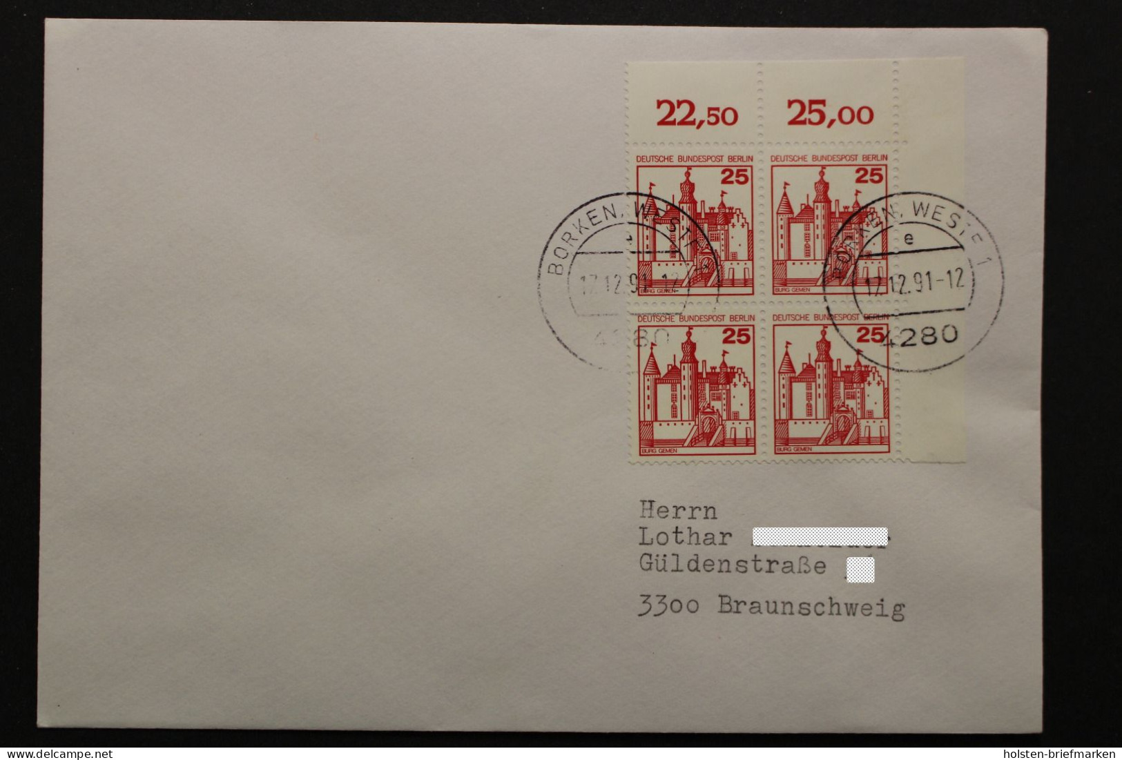 Berlin, MiNr. 587, Viererblock, Ecke Rechts Oben Auf Brief - Storia Postale