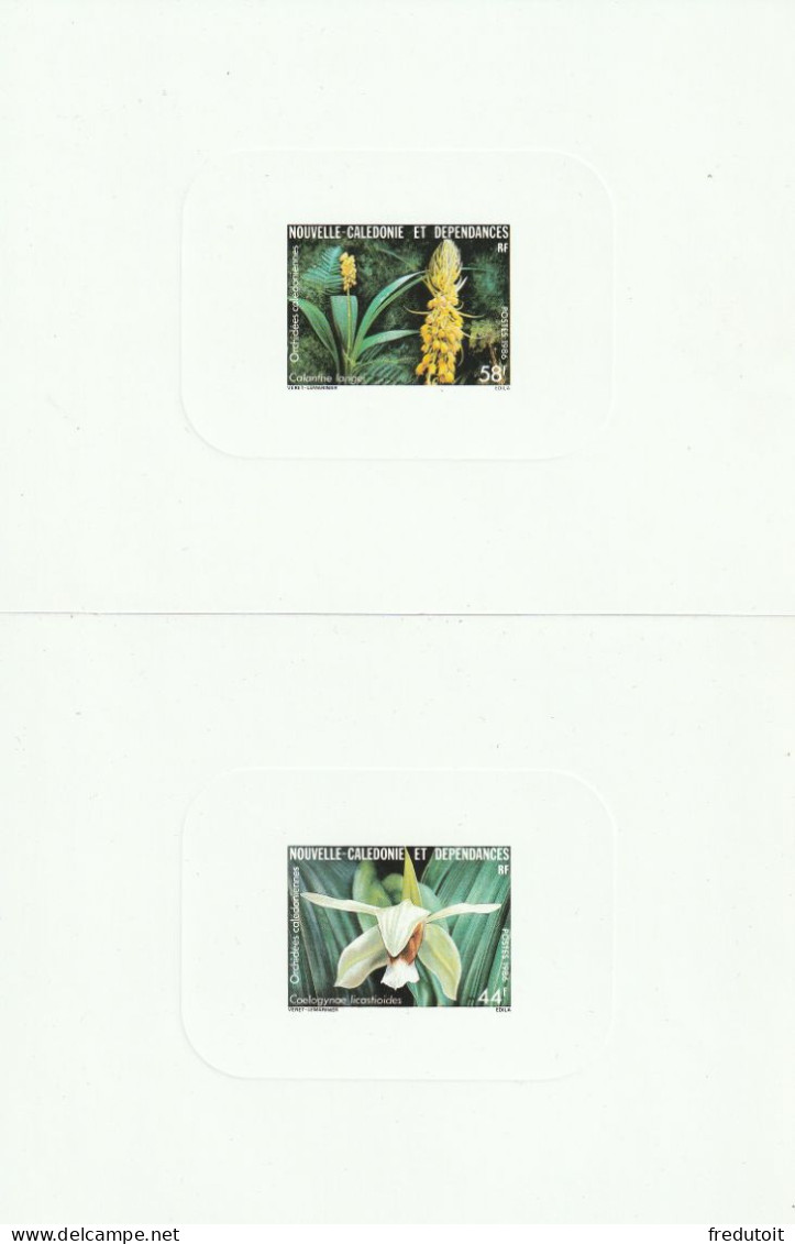 Nouvelle Calédonie - 2 EPREUVES De LUXE - N°520/1  (1986) Fleurs : Orchidées - Geschnittene, Druckproben Und Abarten