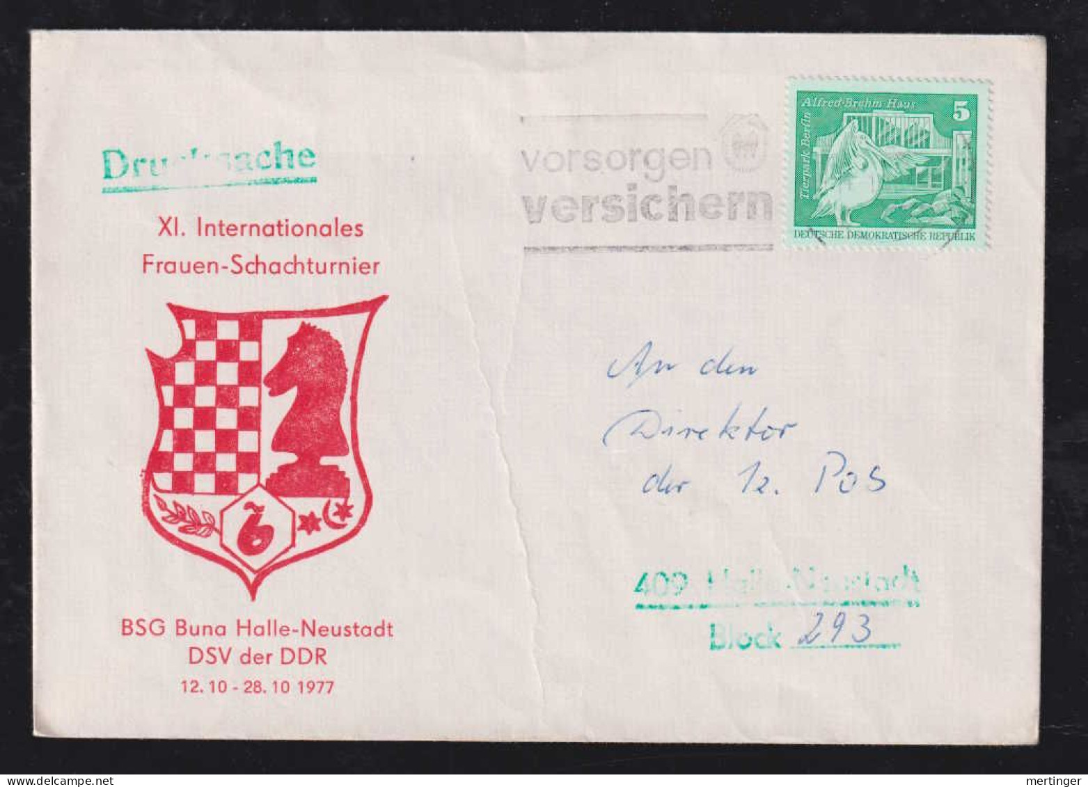 DDR 1977 Drucksache XI Frauen Schach Turnier BUNA HALLE NEUSTADT Women Chess - Chess