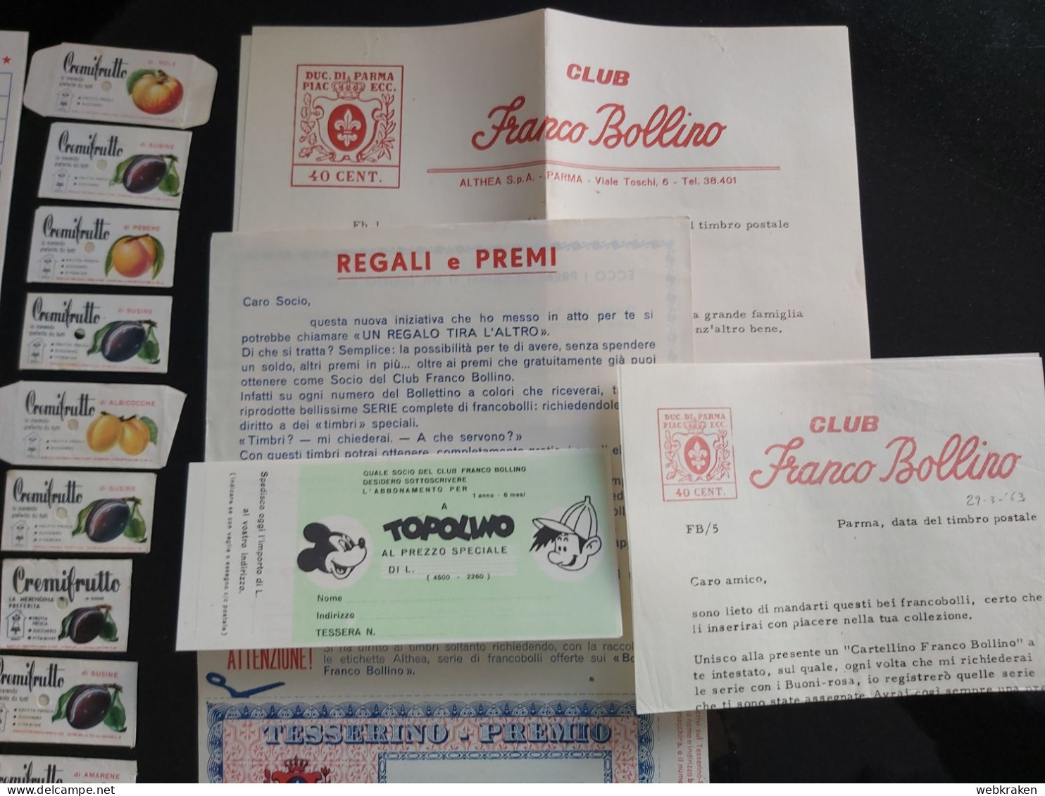 LOTTO CONCORSO PREMI PARMA FRANCOBOLLINO TOPOLINO VITTORIOSO PUNTI ALBUM - Other & Unclassified