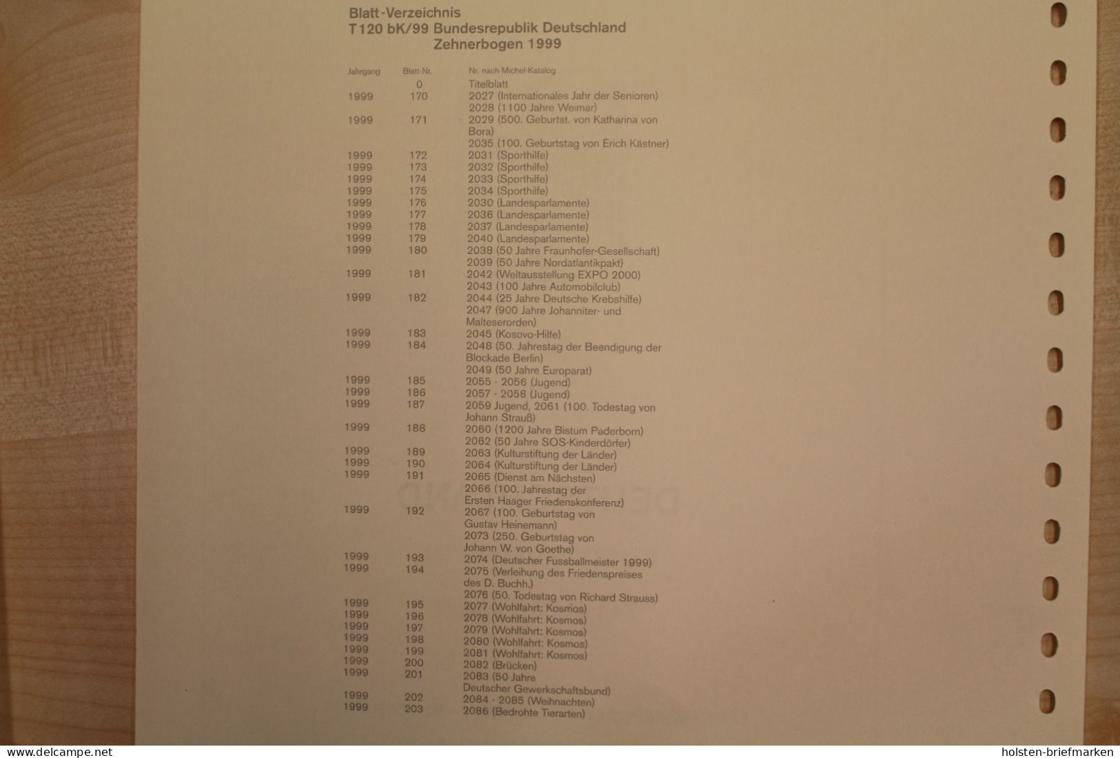 Lindner, Deutschland (BRD) Zehnerbogen 1999, T-System - Fogli Prestampati