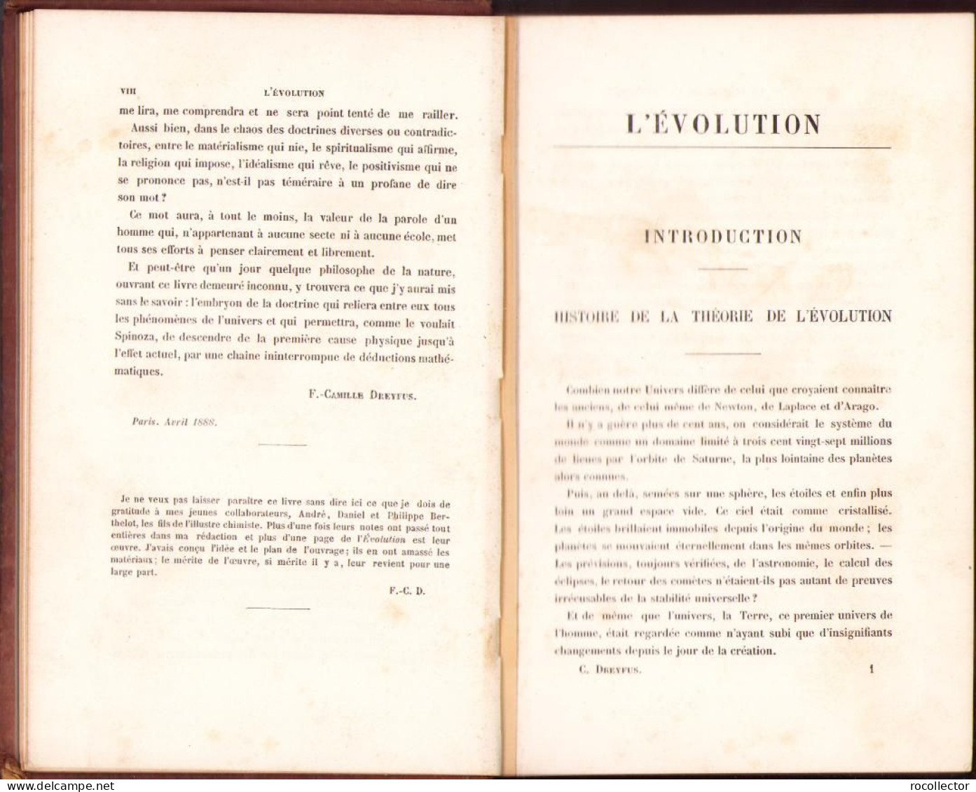 L’evolution Des Mondes Et Des Societes Par F Camille Dreyfus, 1888, Paris C1721 - Alte Bücher