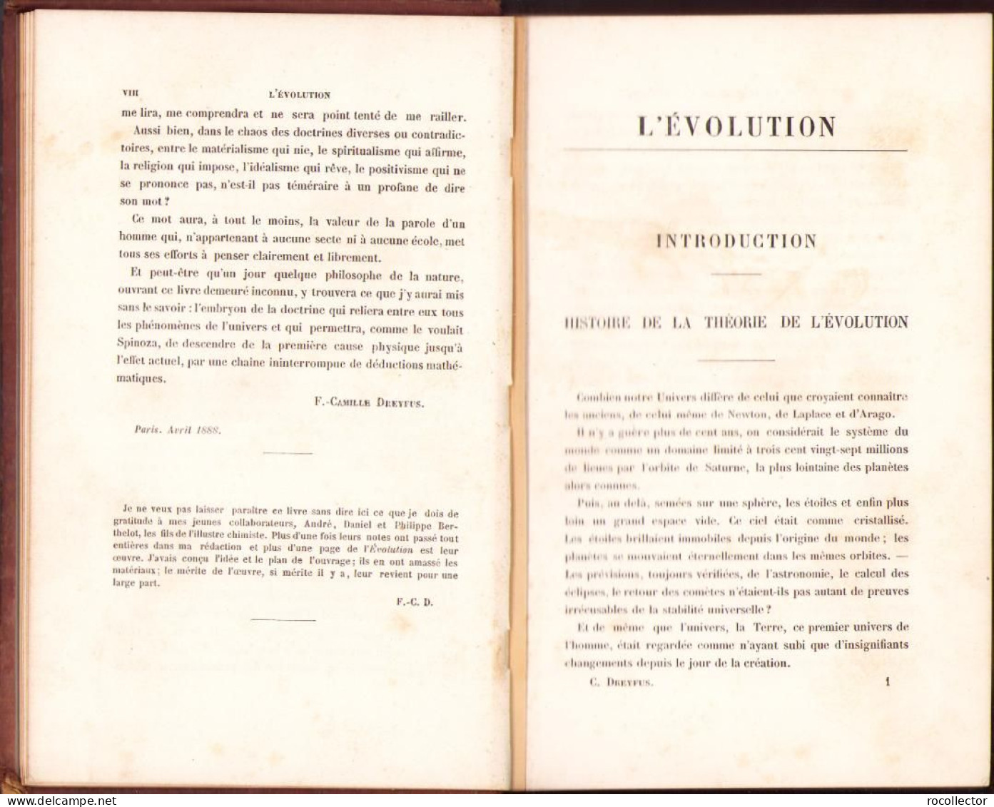 L’evolution Des Mondes Et Des Societes Par F Camille Dreyfus, 1888, Paris C1721 - Libri Vecchi E Da Collezione