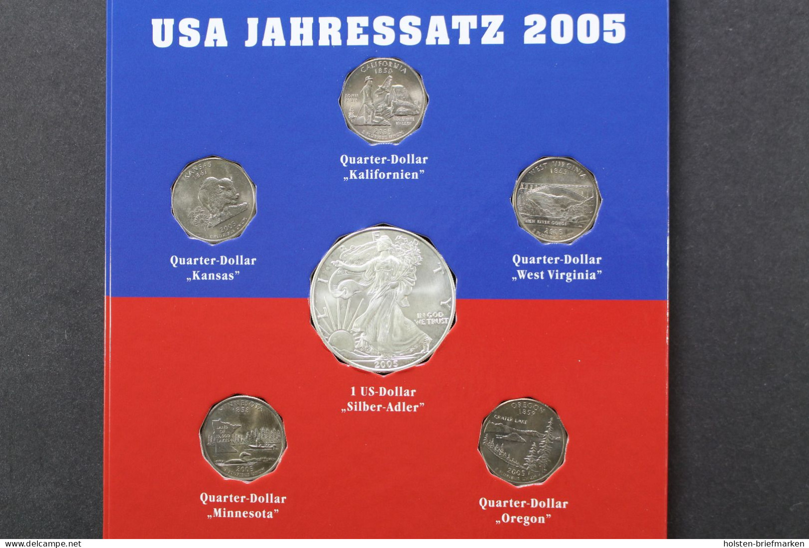 USA Jahrssatz 2005 Mit 1 Dollar Silver Eagle + 5 X 1/4 Dollar - Other & Unclassified