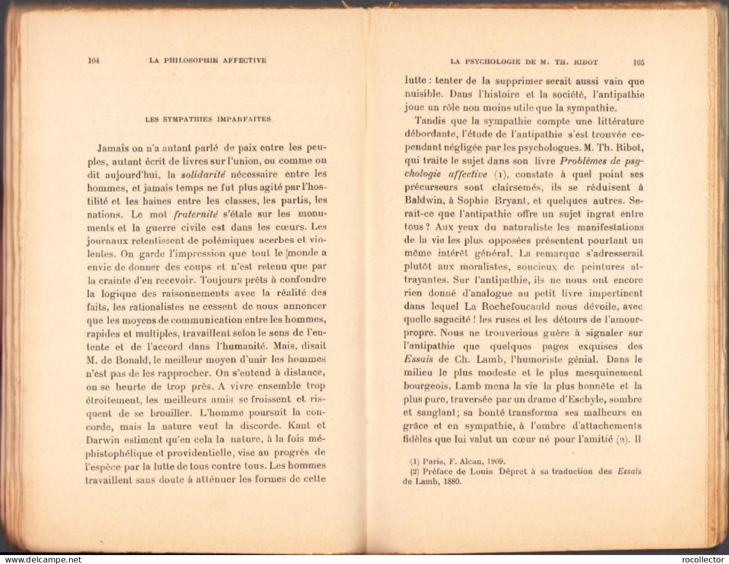 La Philosophie Affective Par J Bourdeau, 1912 C1698 - Alte Bücher