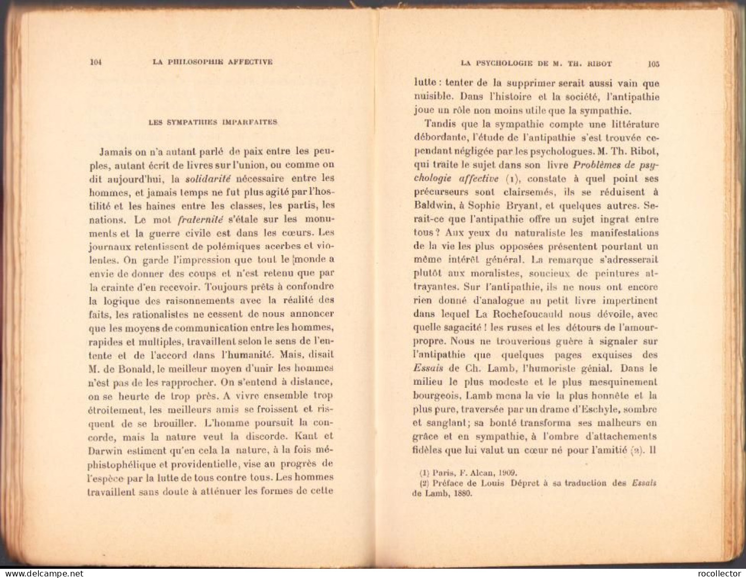 La Philosophie Affective Par J Bourdeau, 1912 C1698 - Libros Antiguos Y De Colección