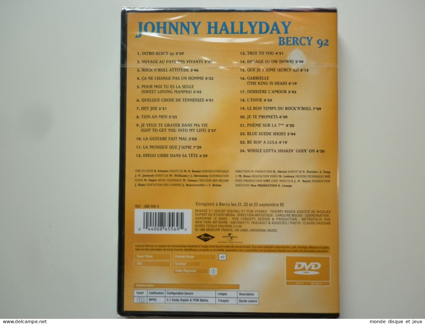 Johnny Hallyday Dvd Bercy 92 - Muziek DVD's