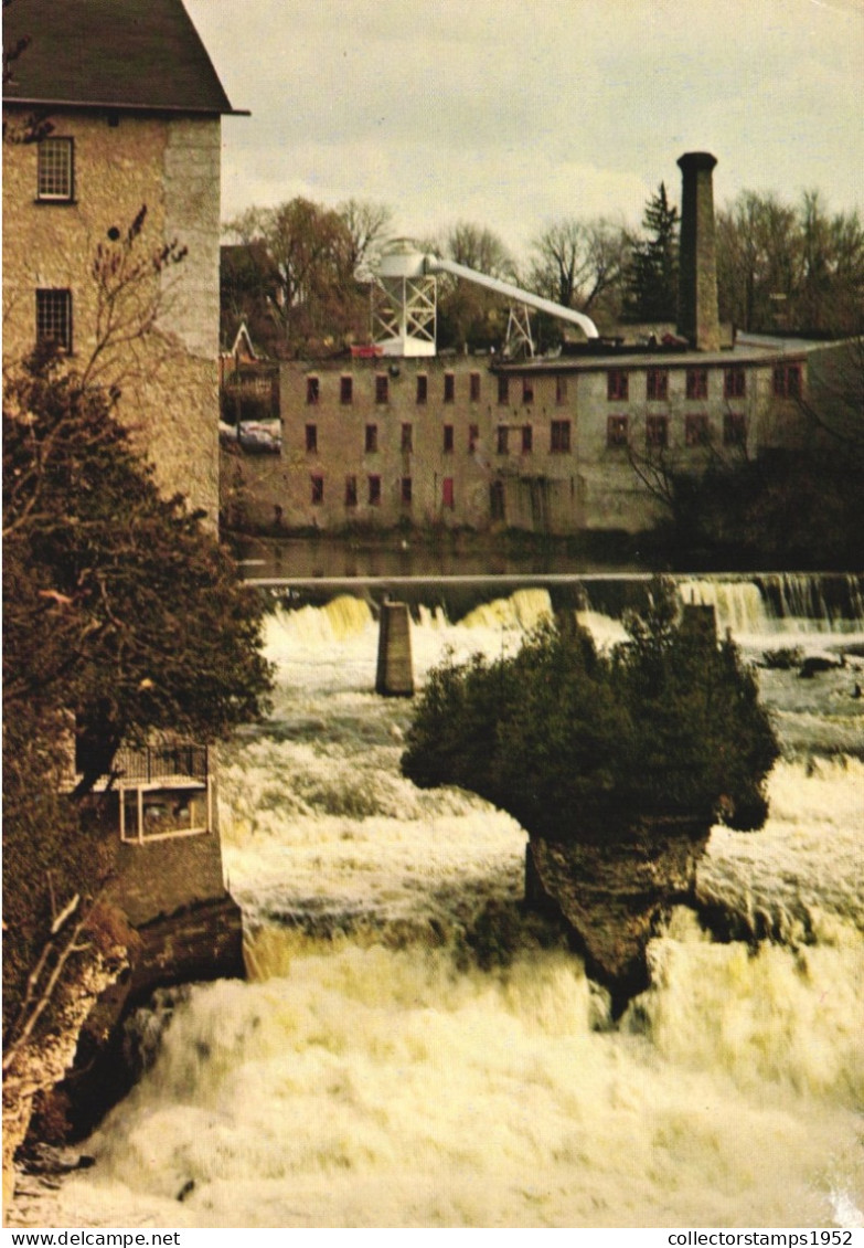 KITCHENER, ONTARIO, MILL, ARCHITECTURE, WATERFALL, CANADA, POSTCARD - Kitchener