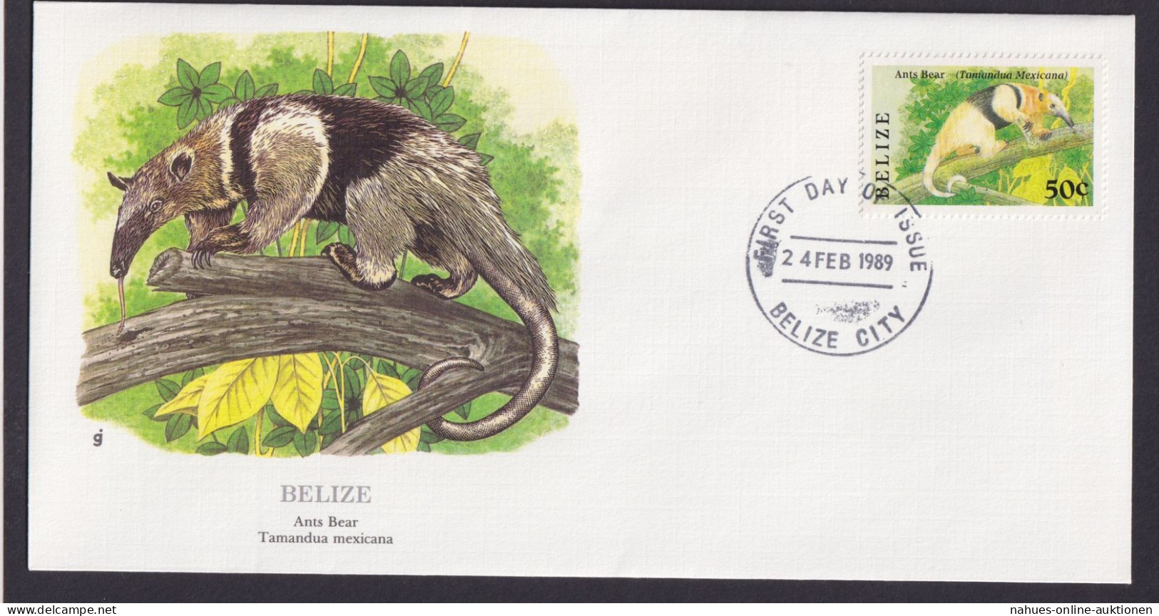 Belize Mittelamerika Fauna Tiere Ameisenbär Schöner Künstler Brief - Belice (1973-...)