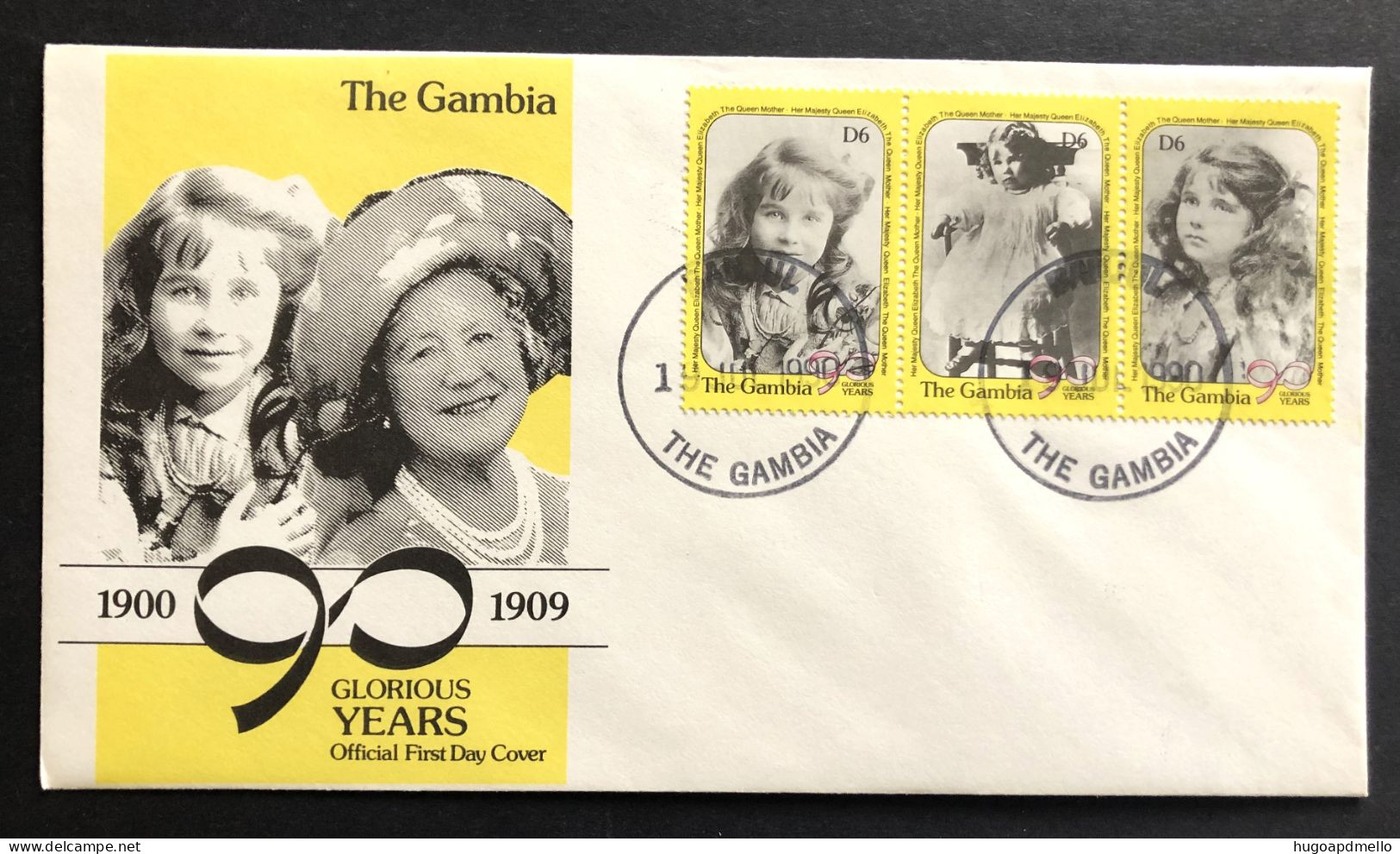 THE GAMBIA, Uncirculated FDC, « 90 Glorious Years », « QUEEN MOTHER », « British Monarchy », 1990 - Gambia (1965-...)