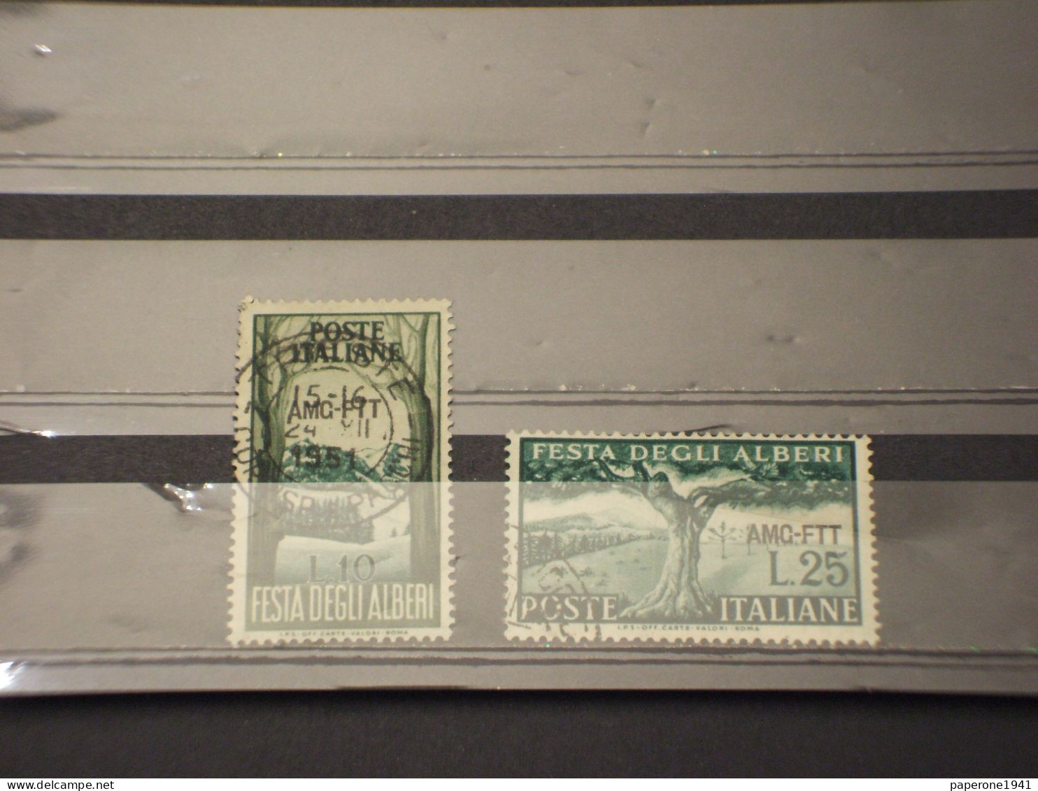 TRIESTE ZONA A - AMG-FTT- 1951 ALBERI 2 VALORI - TIMBRATO/USED - Oblitérés