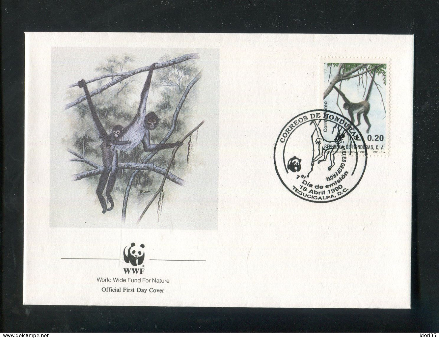 "HONDURAS" 1990, Mi. 1084-1087 "Klammeraffen" Auf 4 FDC (L0174) - Honduras