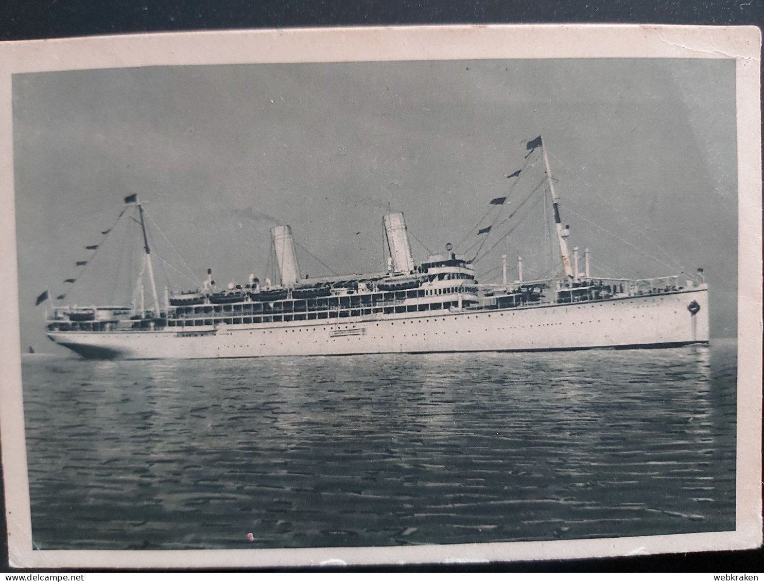 STORIA POSTALE REGNO CARTOLINA NAVE ANNULLO PIROSCAFO TEVERE LLOYD TRIESTINO TRIESTE - Portofreiheit