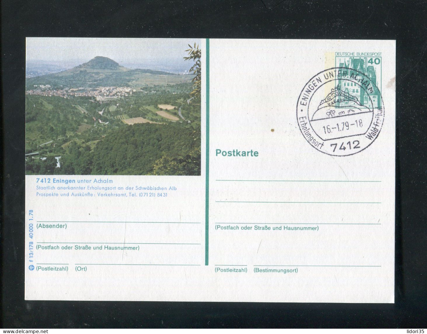 "BUNDESREPUBLIK DEUTSCHLAND" 1978, Bildpostkarte Mit Bildgleichem Stempel Ex "ENINGEN" (L0175) - Illustrated Postcards - Used