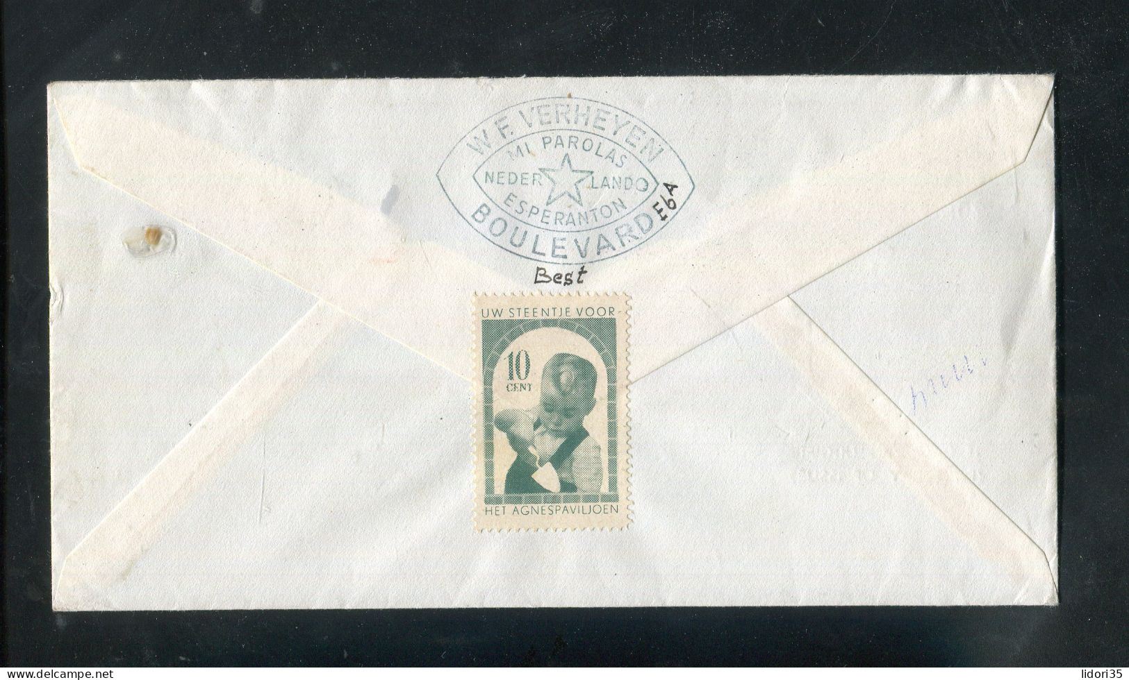 "NIEDERLANDE" 1954, Mi. 636-640 FDC, Rueckseits Vignette (L0176) - FDC