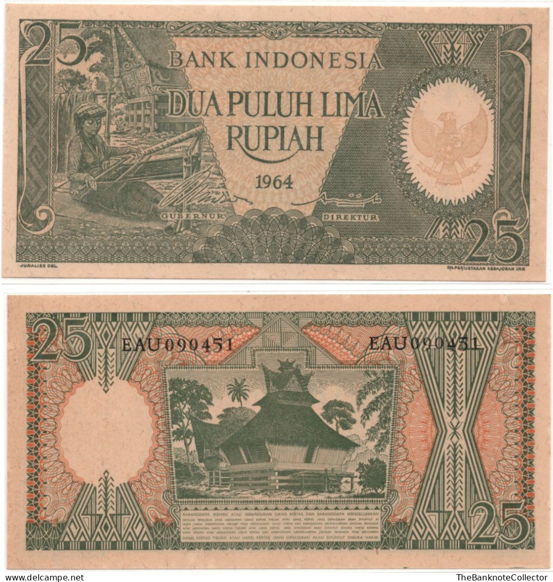 Indonesia 25 Rupiah 1964  P-95 UNC - Indonésie